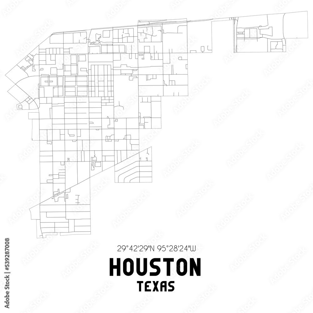 Houston Texas. US street map with black and white lines. Houston Texas. US street map with black and white lines.