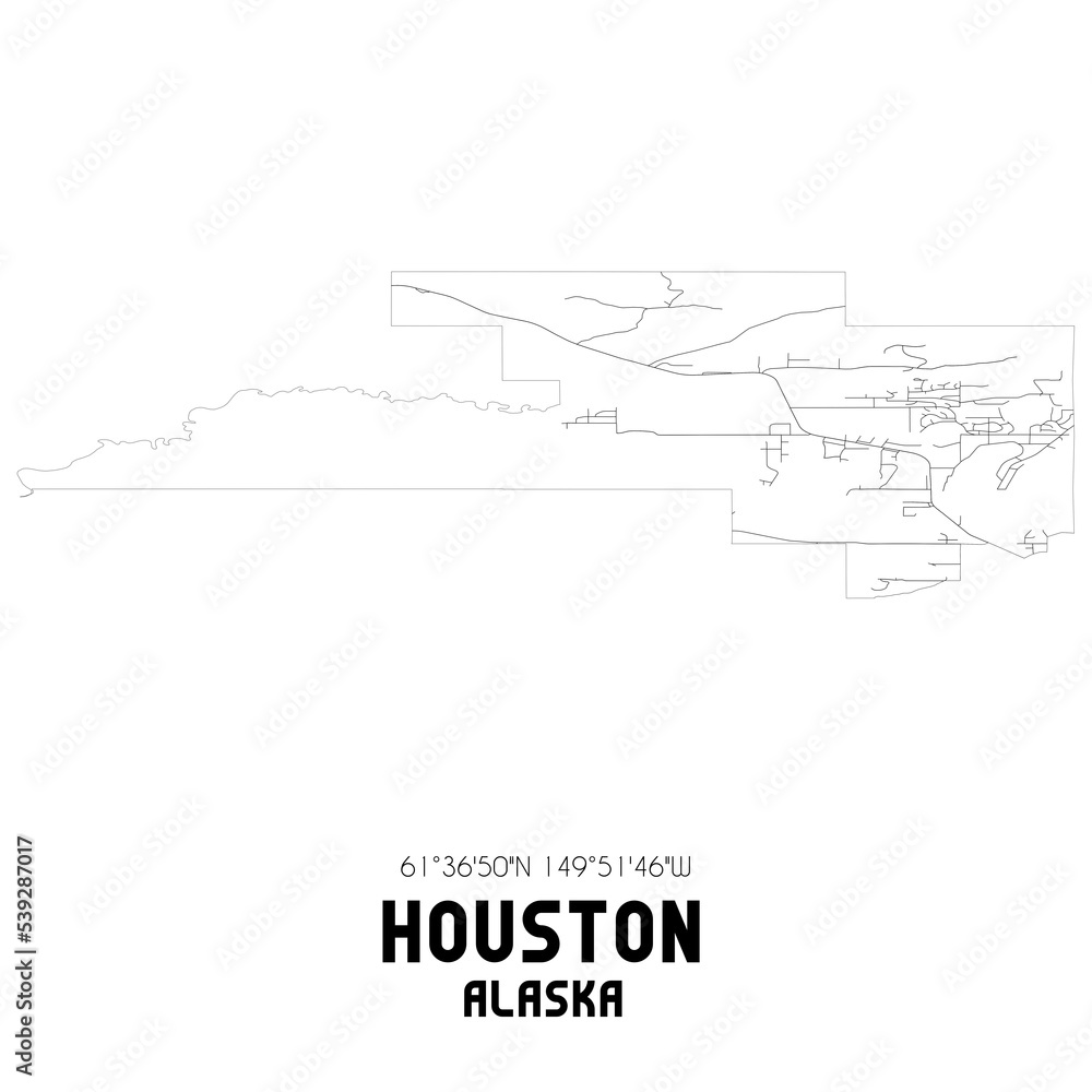 Houston Alaska. US street map with black and white lines. Houston Alaska. US street map with black and white lines.