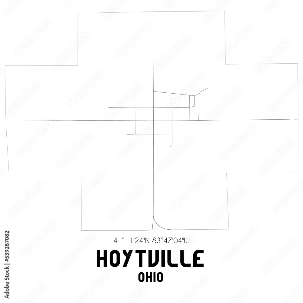Hoytville Ohio. US street map with black and white lines. Stock