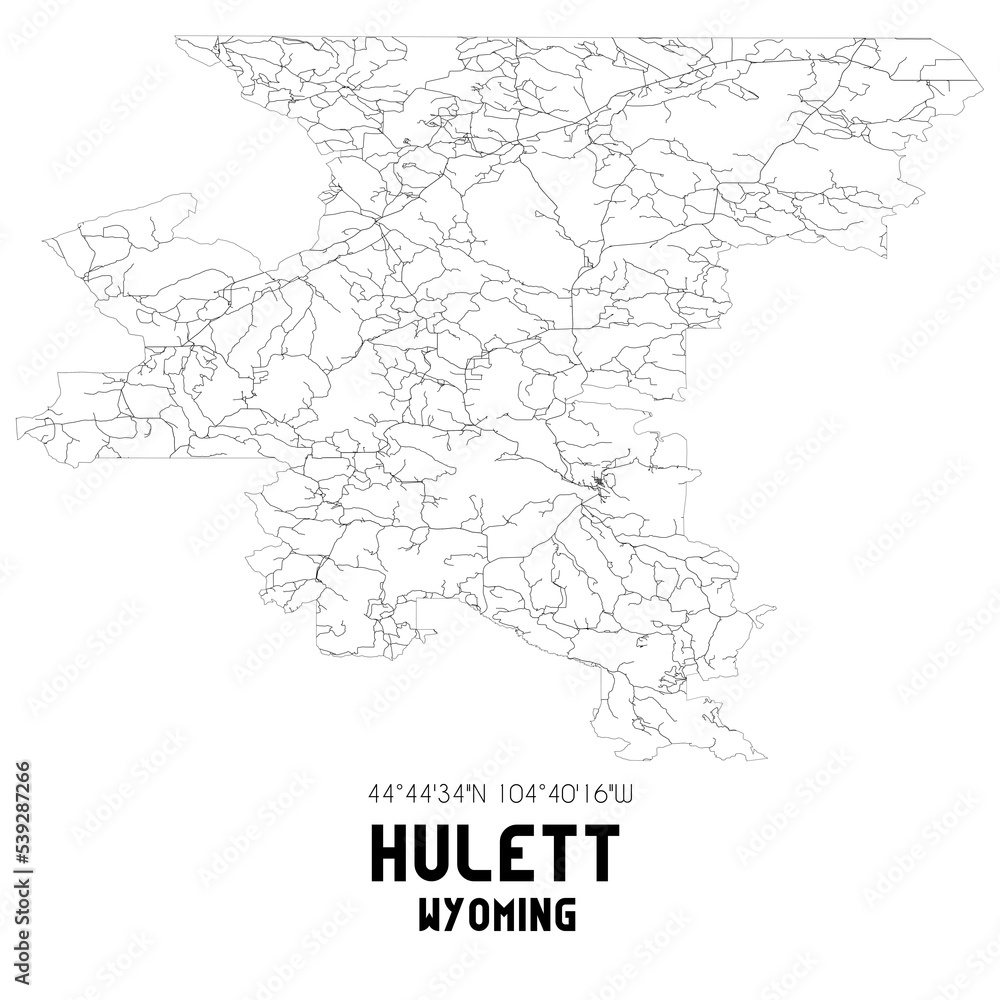 Hulett Wyoming. US street map with black and white lines. Hulett Wyoming. US street map with black and white lines.
