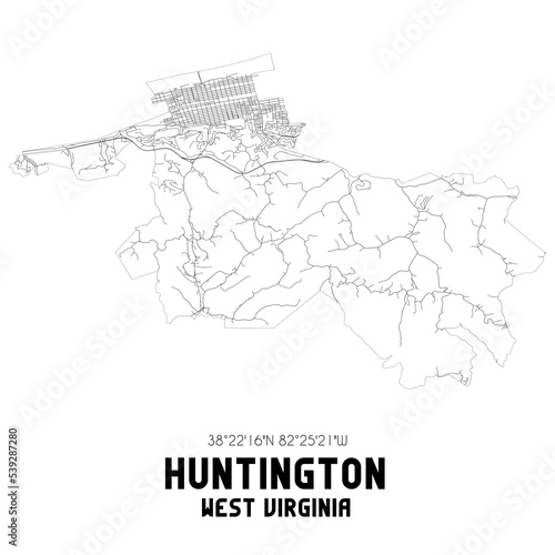 Huntington West Virginia. US street map with black and white lines. photo