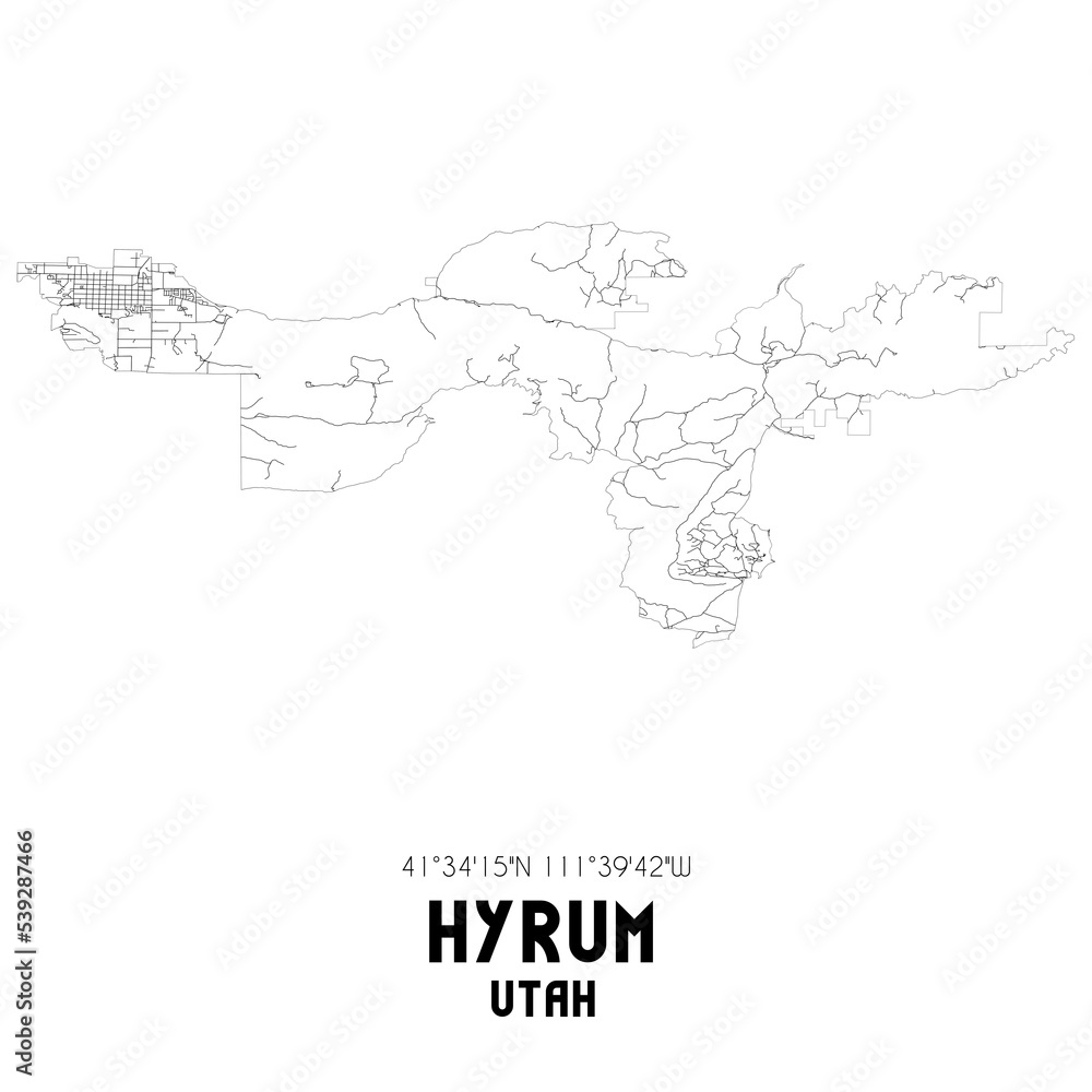 Hyrum Utah. US street map with black and white lines. Hyrum Utah. US street map with black and white lines.