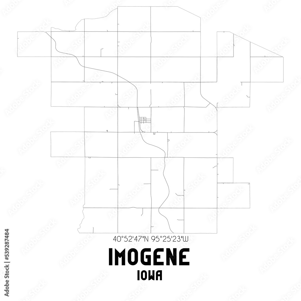Imogene Iowa. US street map with black and white lines. Imogene Iowa. US street map with black and white lines.