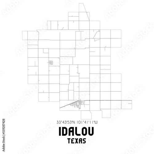 Idalou Texas. US street map with black and white lines. photo