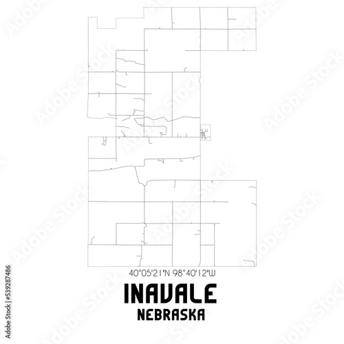 Inavale Nebraska. US street map with black and white lines.