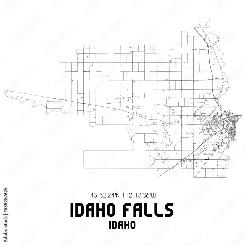 Idaho Falls Idaho. US street map with black and white lines. Idaho Falls Idaho. US street map with black and white lines.