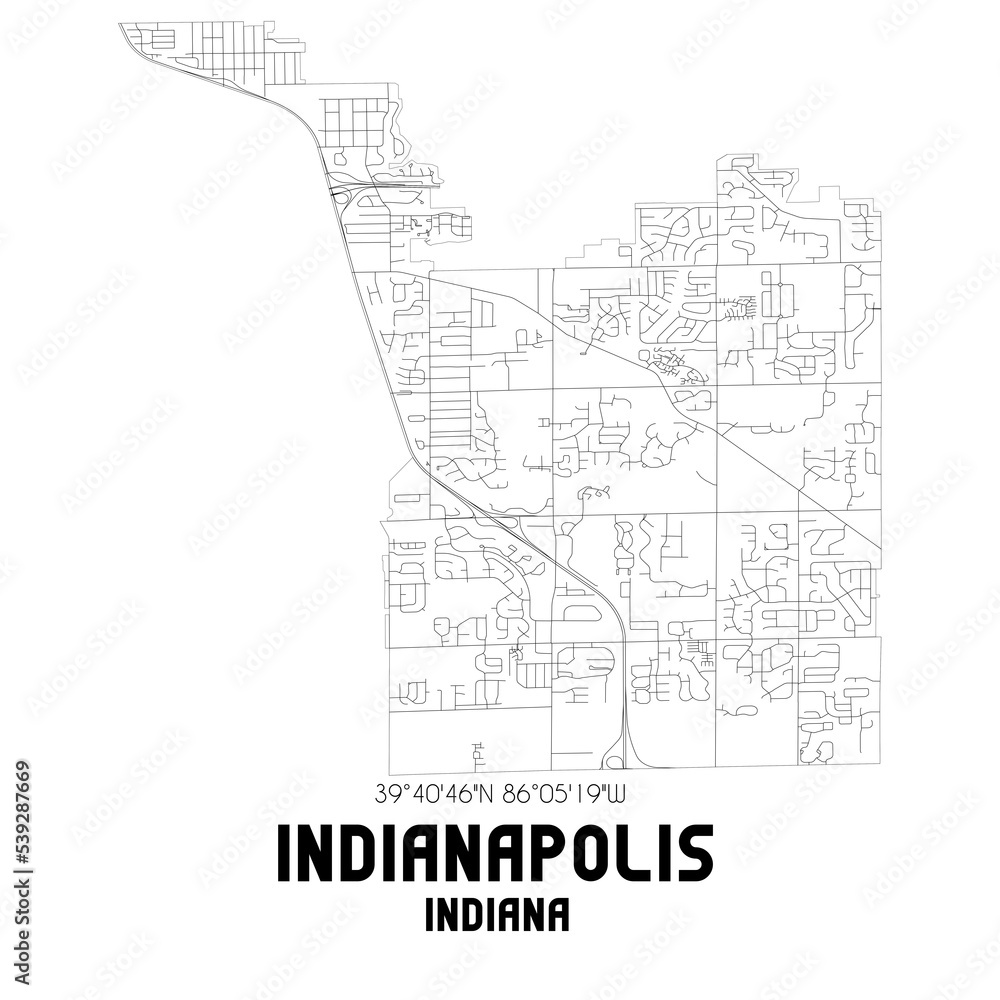 Indianapolis Indiana. US street map with black and white lines. Indianapolis Indiana. US street map with black and white lines.