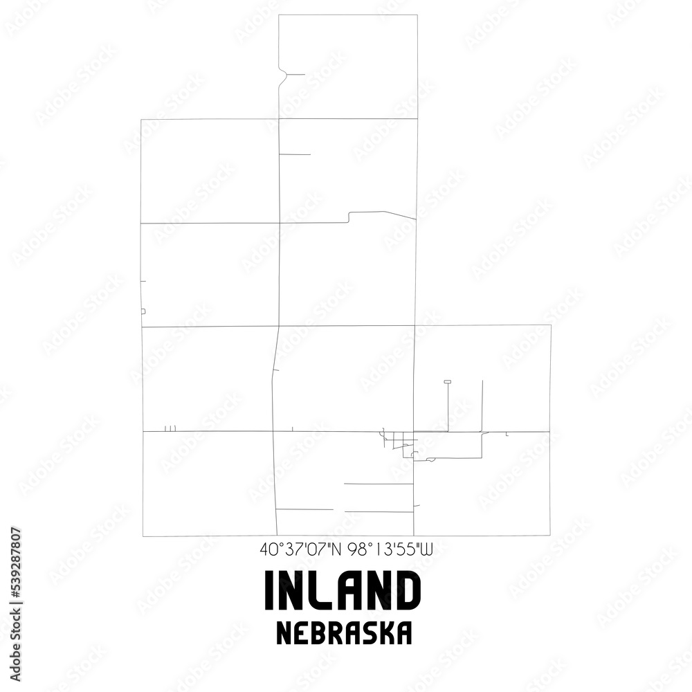 Inland Nebraska. US street map with black and white lines. Inland Nebraska. US street map with black and white lines.