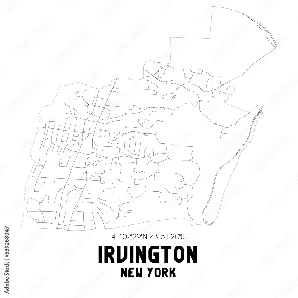 Irvington New York. US street map with black and white lines. Stock Illustration Adobe Stock