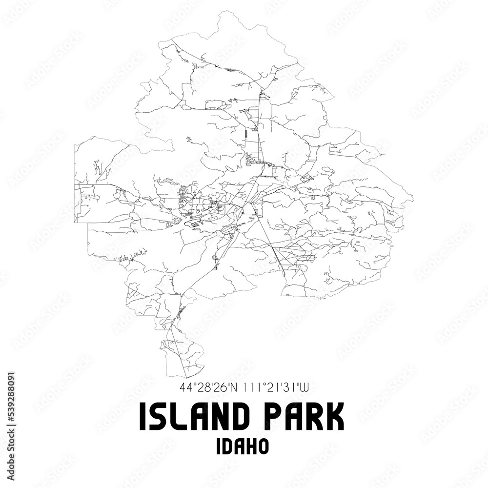 Island Park Idaho. US street map with black and white lines. Island Park Idaho. US street map with black and white lines.