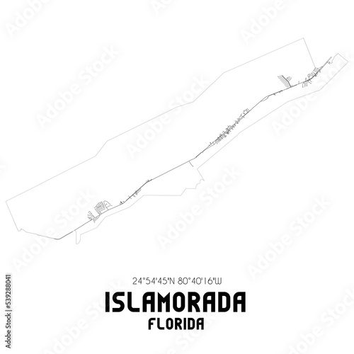 Islamorada Florida. US street map with black and white lines. photo
