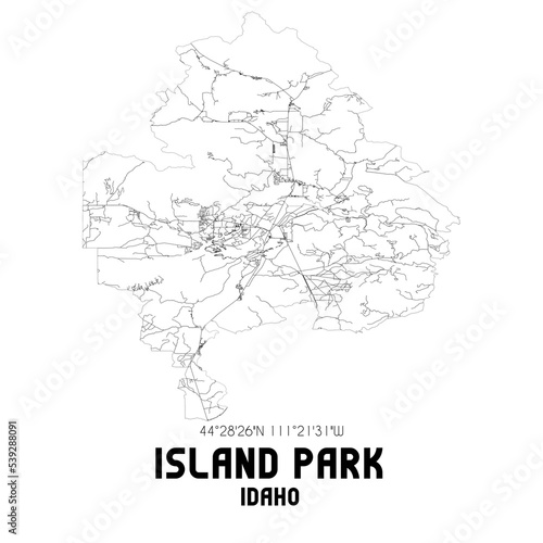 Island Park Idaho. US street map with black and white lines. photo