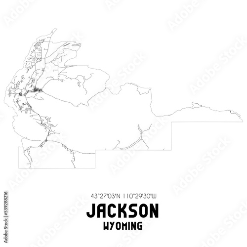 Jackson Wyoming. US street map with black and white lines. photo