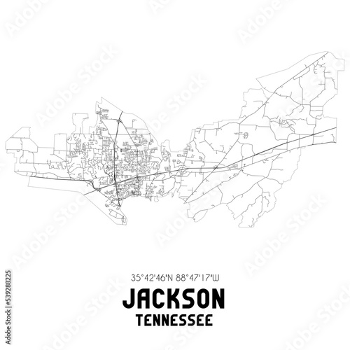 Obraz na płótnie Jackson Tennessee. US street map with black and white lines. w salonie