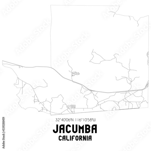 Jacumba California. US street map with black and white lines. photo