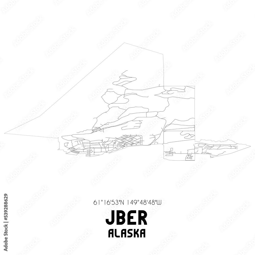 Jber Alaska. US street map with black and white lines.