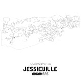 Jessieville Arkansas. US street map with black and white lines.