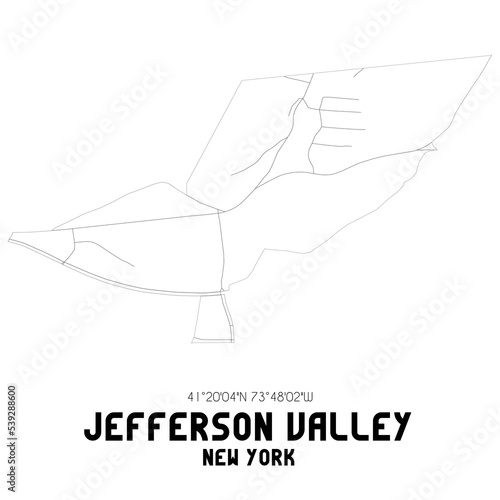 Jefferson Valley New York. US street map with black and white lines.