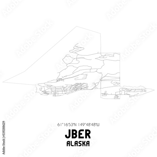 Jber Alaska. US street map with black and white lines.