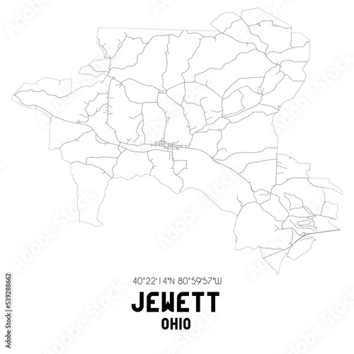 Jewett Ohio. US street map with black and white lines. photo