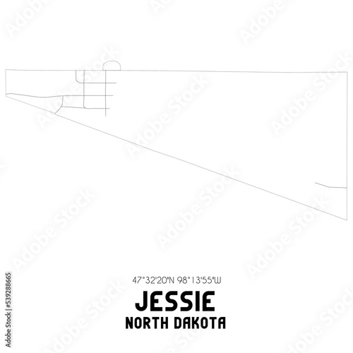 Foto Jessie North Dakota. US street map with black and white lines.