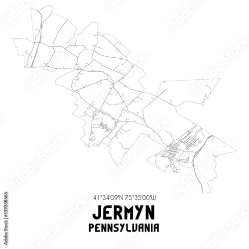 Jermyn Pennsylvania. US street map with black and white lines.