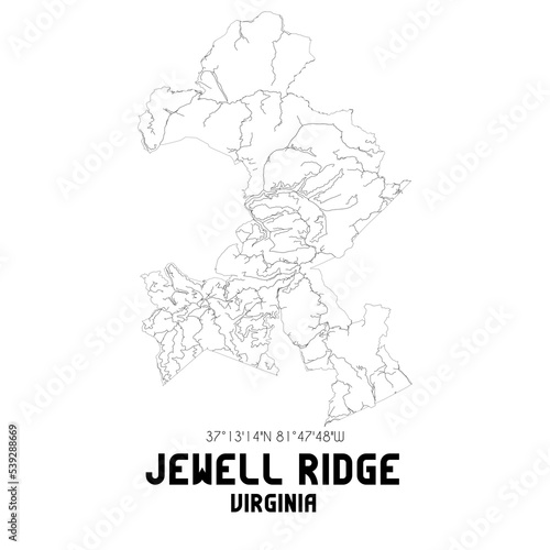 Jewell Ridge Virginia. US street map with black and white lines.