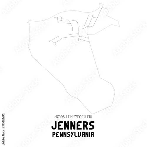 Jenners Pennsylvania. US street map with black and white lines.