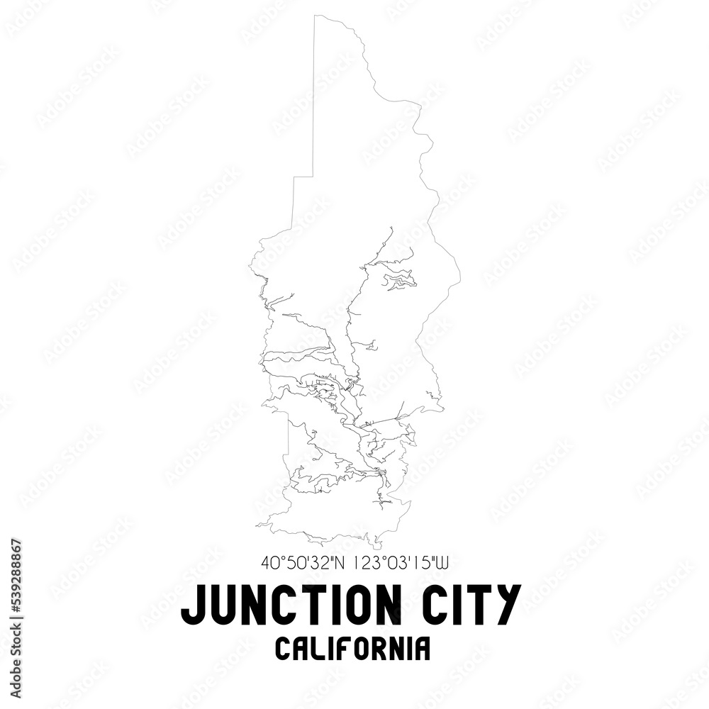 Junction City California. US street map with black and white lines. Junction City California. US street map with black and white lines.
