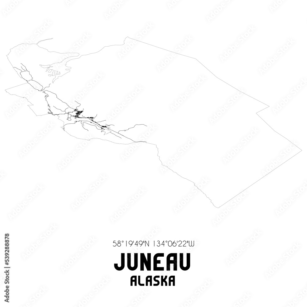 Juneau Alaska. US street map with black and white lines. Juneau Alaska. US street map with black and white lines.