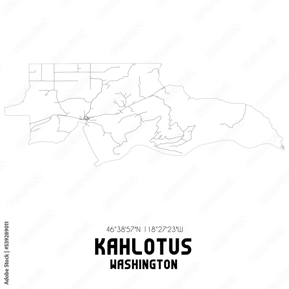 Naklejka premium Kahlotus Washington. US street map with black and white lines.