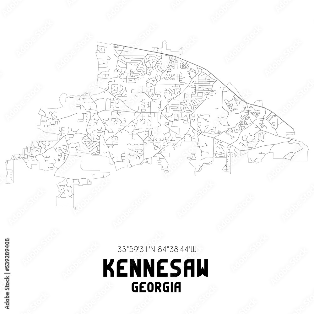 Kennesaw Georgia. US street map with black and white lines.