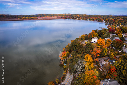 Drone of Budd Lake, Mount Olive New Jersey in the Autumn