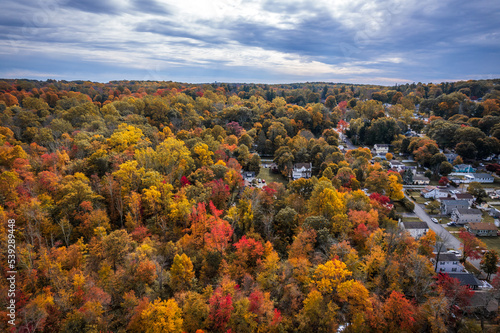 Drone of Budd Lake, Mount Olive New Jersey in the Autumn