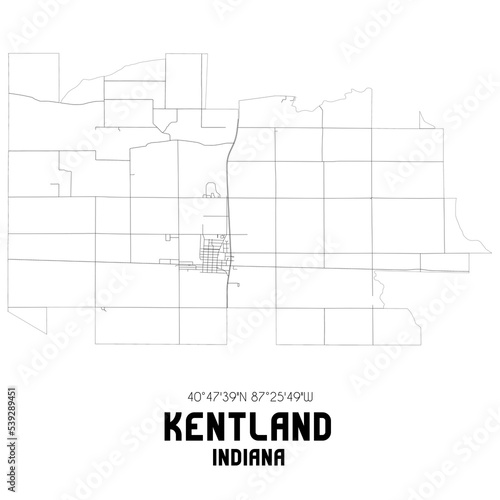 Kentland Indiana. US street map with black and white lines. photo