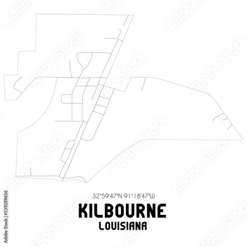 Kilbourne Louisiana. US street map with black and white lines. photo