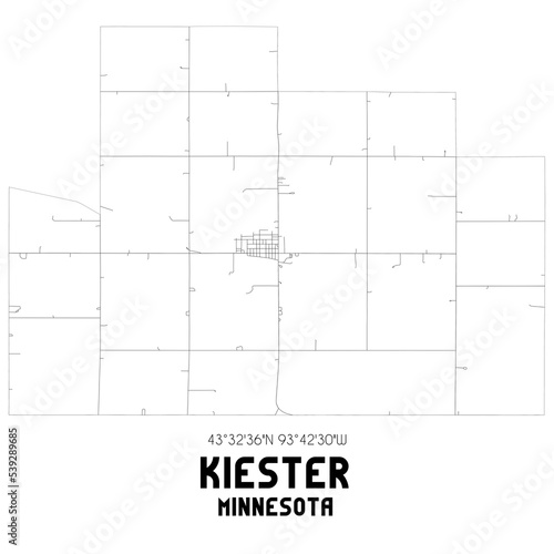 Kiester Minnesota. US street map with black and white lines.