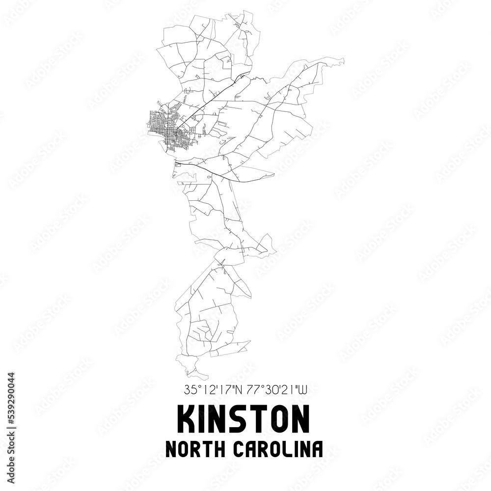 Kinston North Carolina. US street map with black and white lines. Stock ...