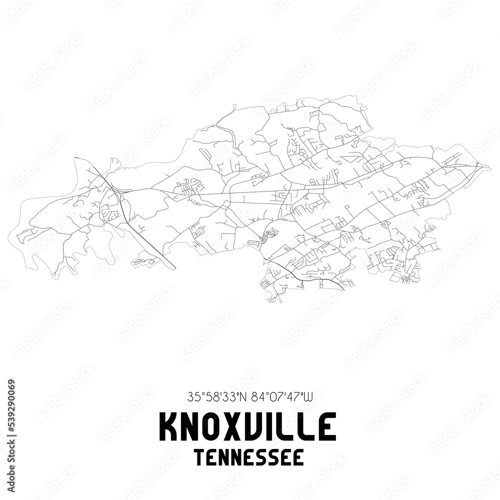 Knoxville Tennessee. US street map with black and white lines. Knoxville Tennessee. US street map with black and white lines.