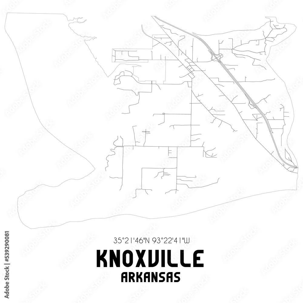 Knoxville Arkansas. US street map with black and white lines. Knoxville Arkansas. US street map with black and white lines.