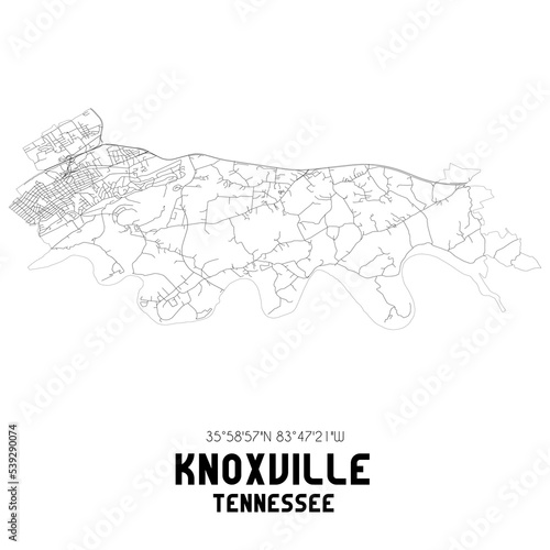 Knoxville Tennessee. US street map with black and white lines. photo