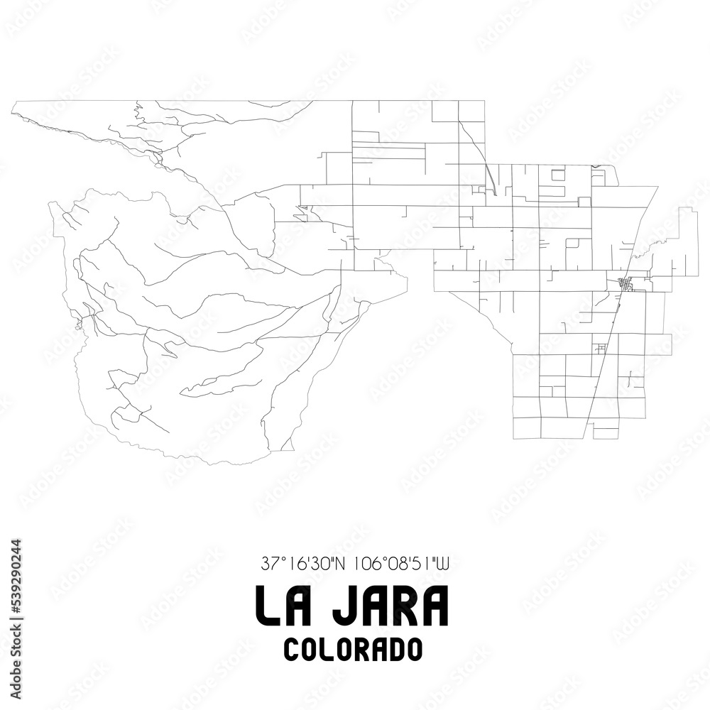 La Jara Colorado. US street map with black and white lines. La Jara Colorado. US street map with black and white lines.
