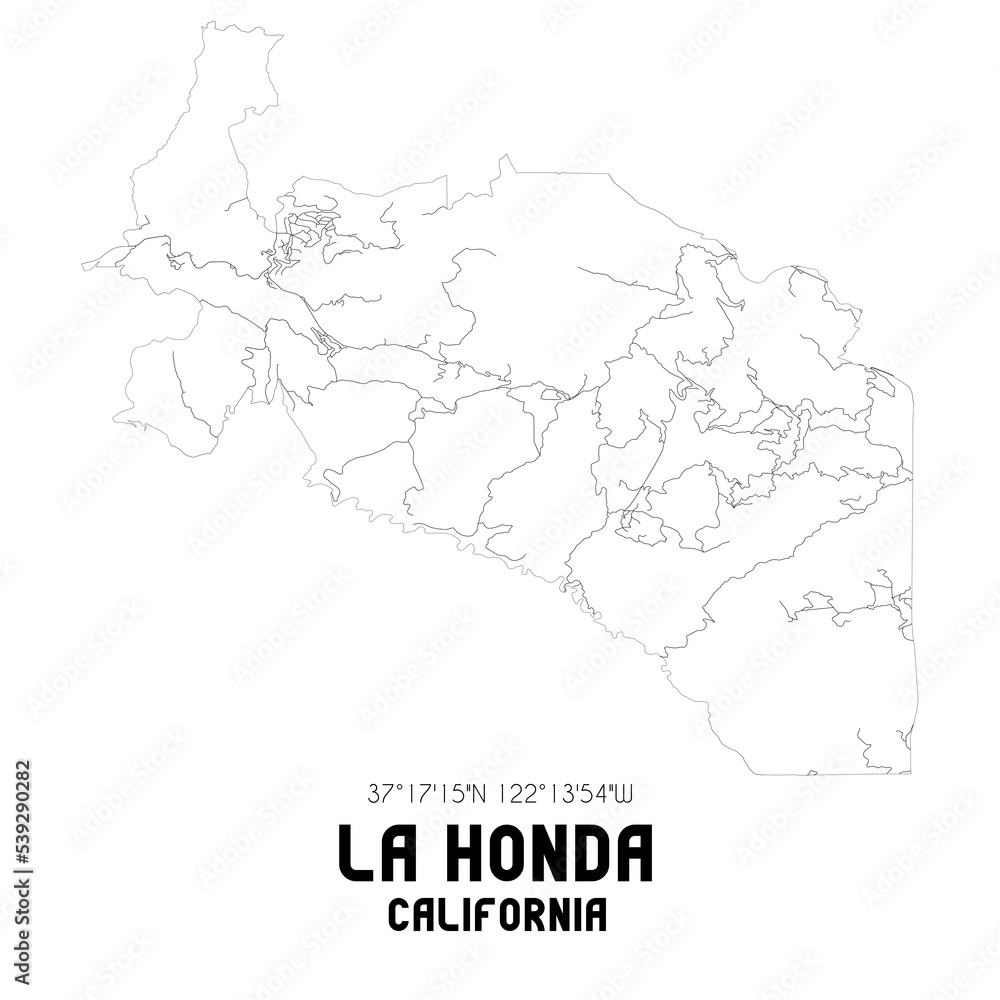 Fototapeta premium La Honda California. US street map with black and white lines.