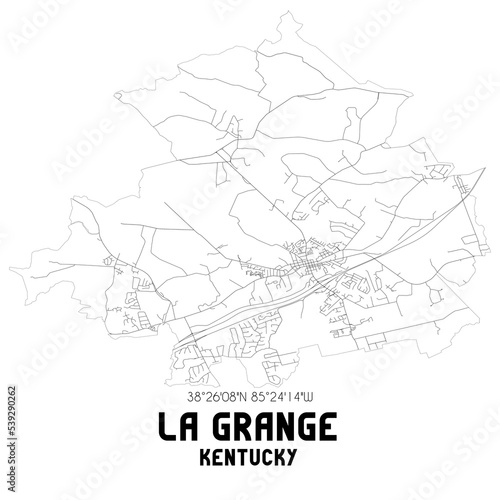 La Grange Kentucky. US street map with black and white lines.