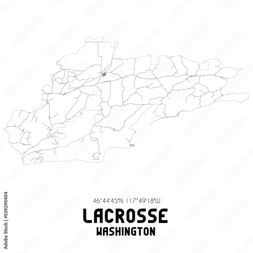 Lacrosse Washington. US street map with black and white lines.