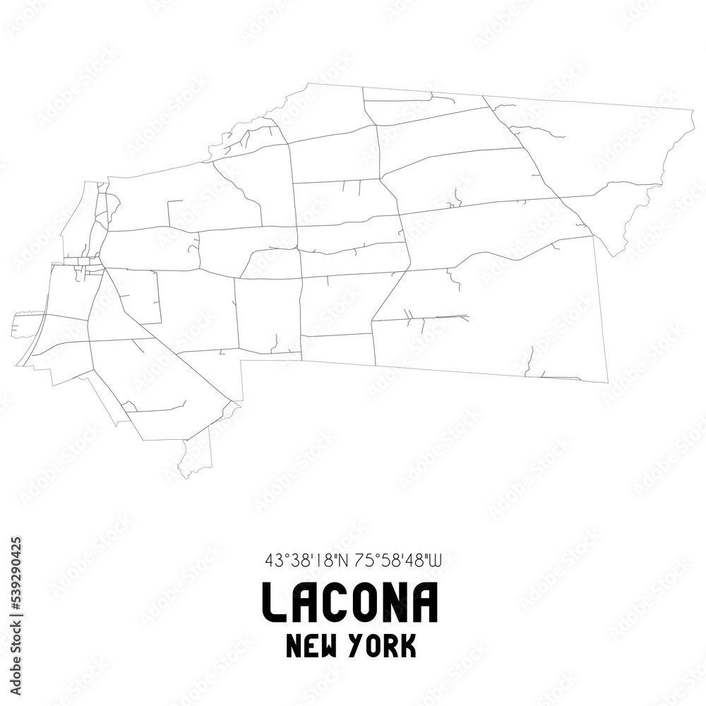 Lacona New York. US street map with black and white lines.