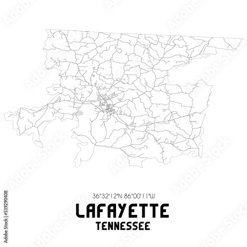 Lafayette Tennessee. US street map with black and white lines.