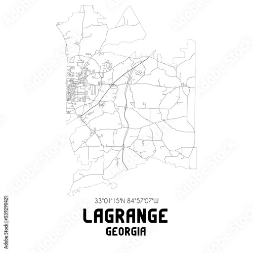 Lagrange Georgia. US street map with black and white lines.