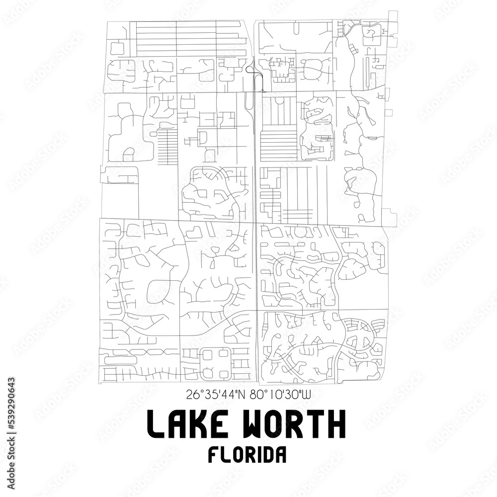 Lake Worth Florida. US street map with black and white lines. Lake Worth Florida. US street map with black and white lines.