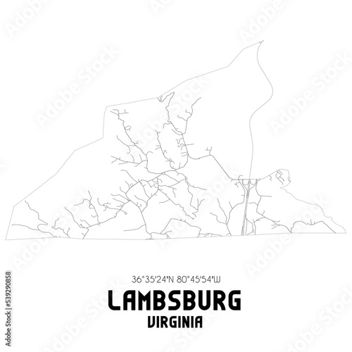 Lambsburg Virginia. US street map with black and white lines. photo